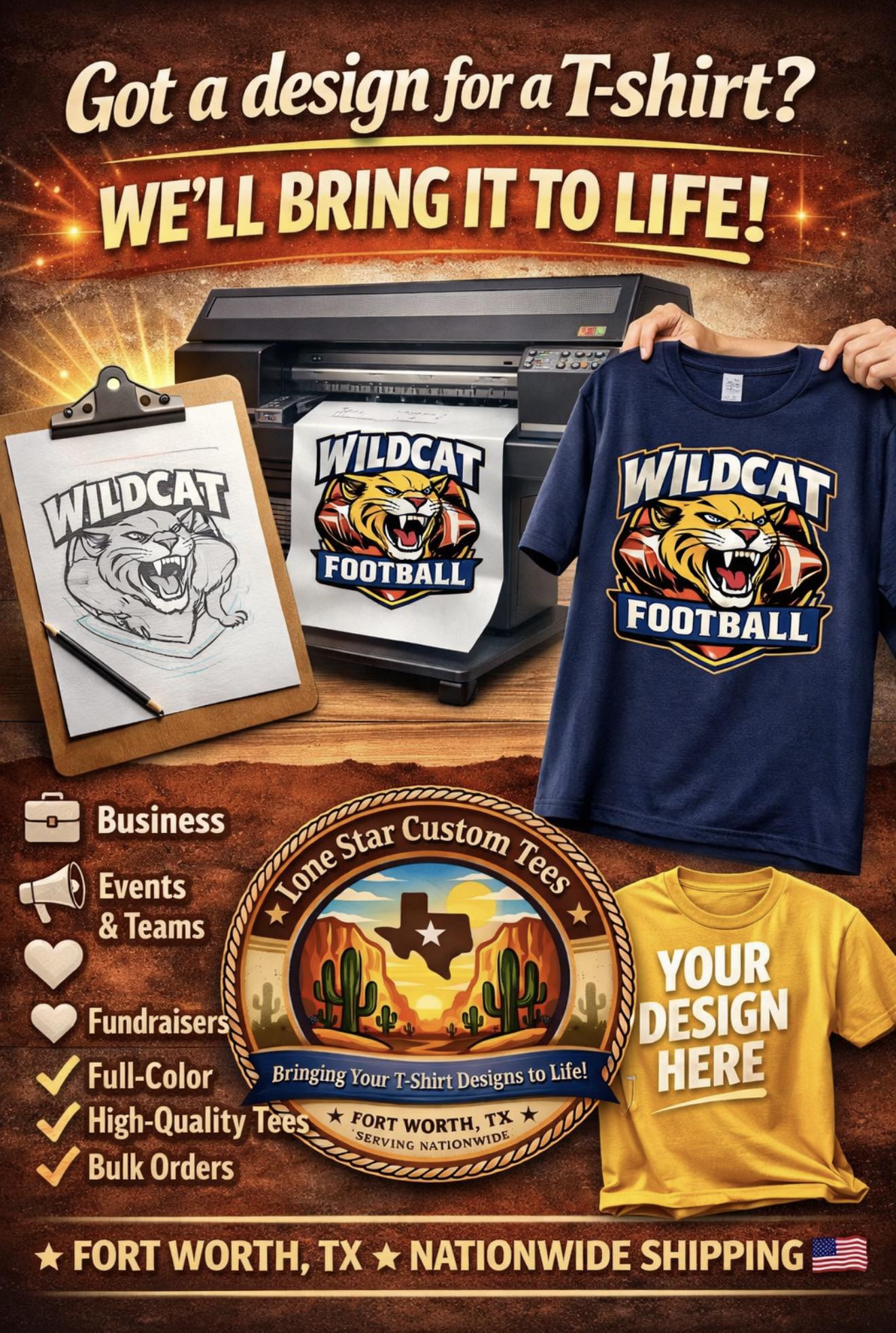 Got a design for a T-shirt? We'll bring it to life — Lone Star Custom Tees